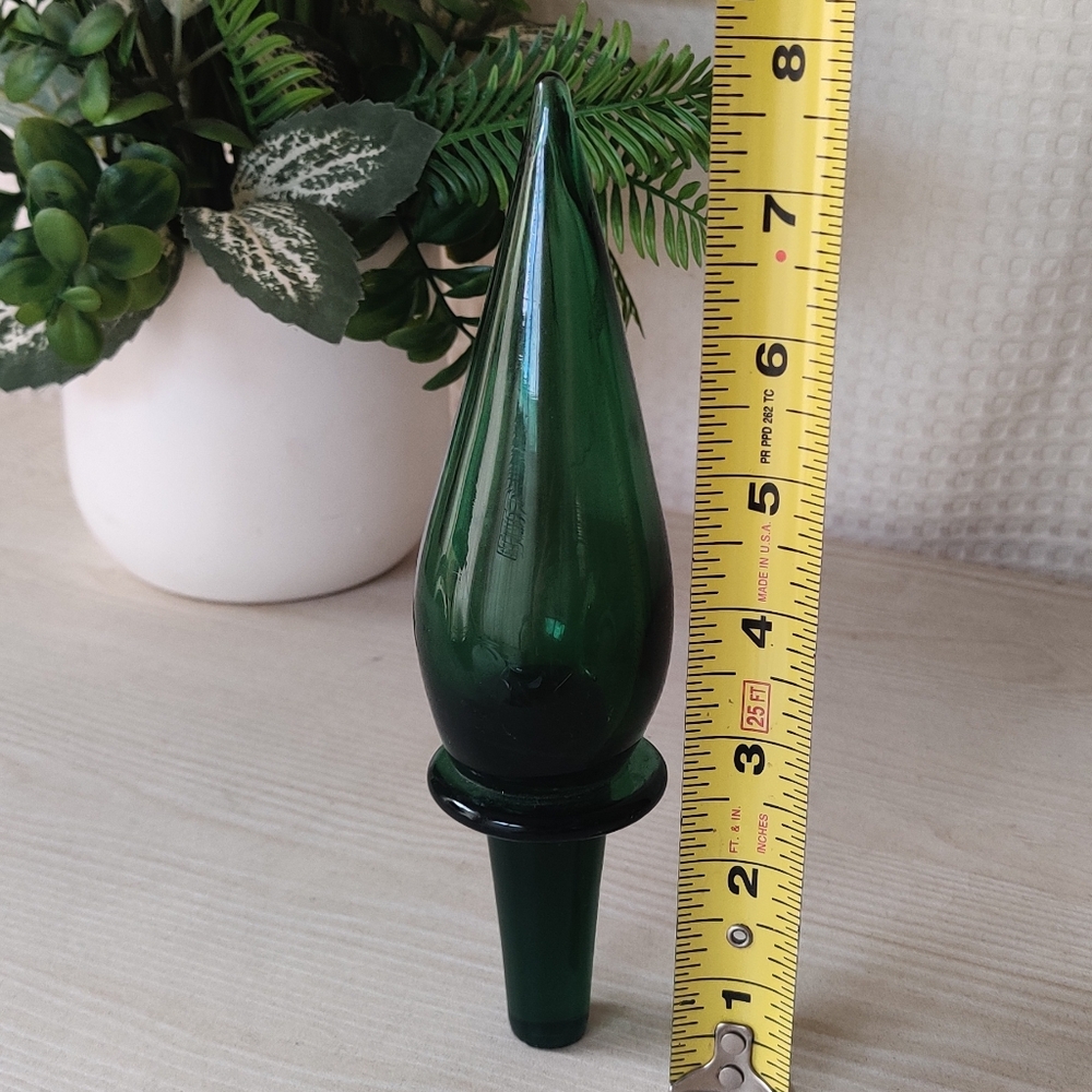 Vintage, Mid Century 1960's Green Hand Blown Glass Flame Stopper for Decanter - Picture 4 of 5